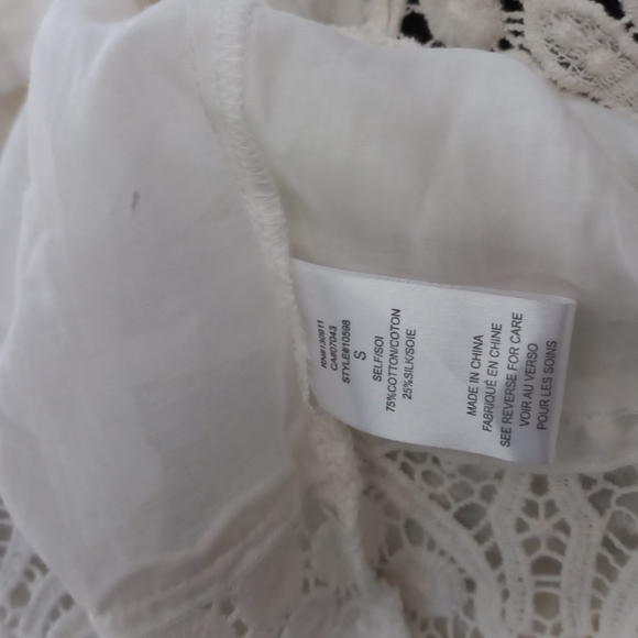 Anthropologie White Silky Embroidered Tunic, S - Picture 9 of 12